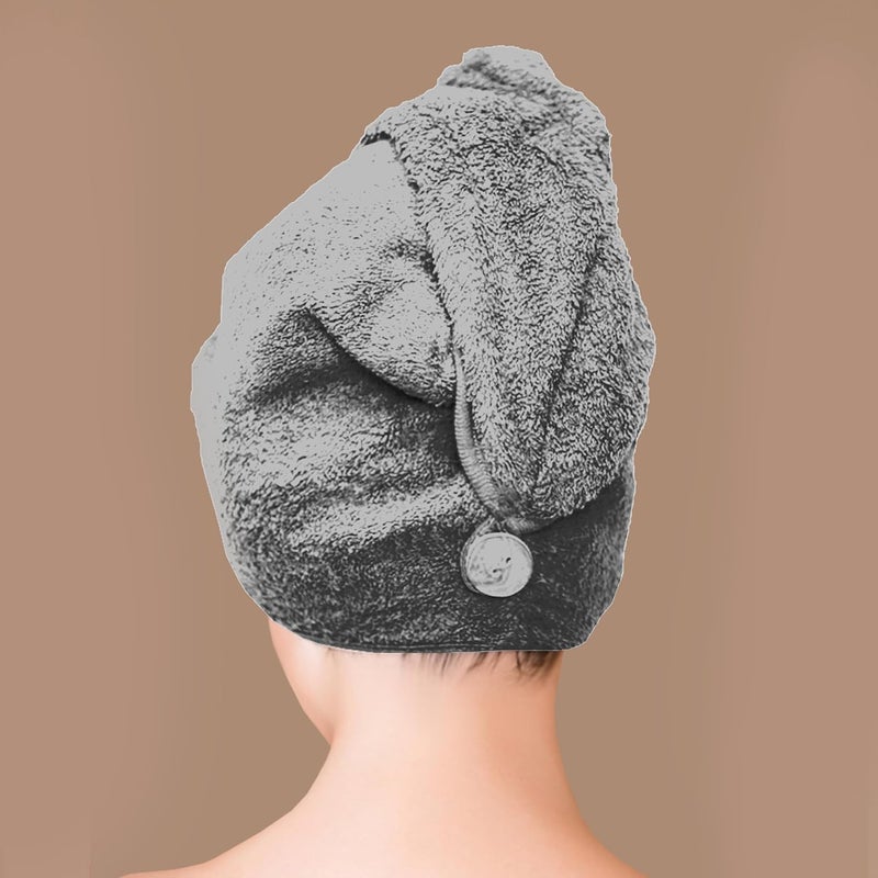 Siesta Zen Premium Quality 100% Combed Cotton Hair Drying Towel - Grey - Image 3